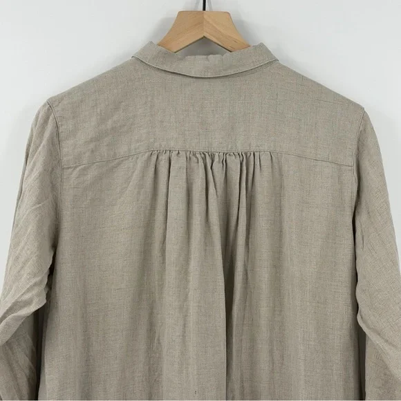 MUJI Linen Washed Long Sleeve Shirt Dress Natural Color L Minimalist Sustainable - Picture 9 of 9